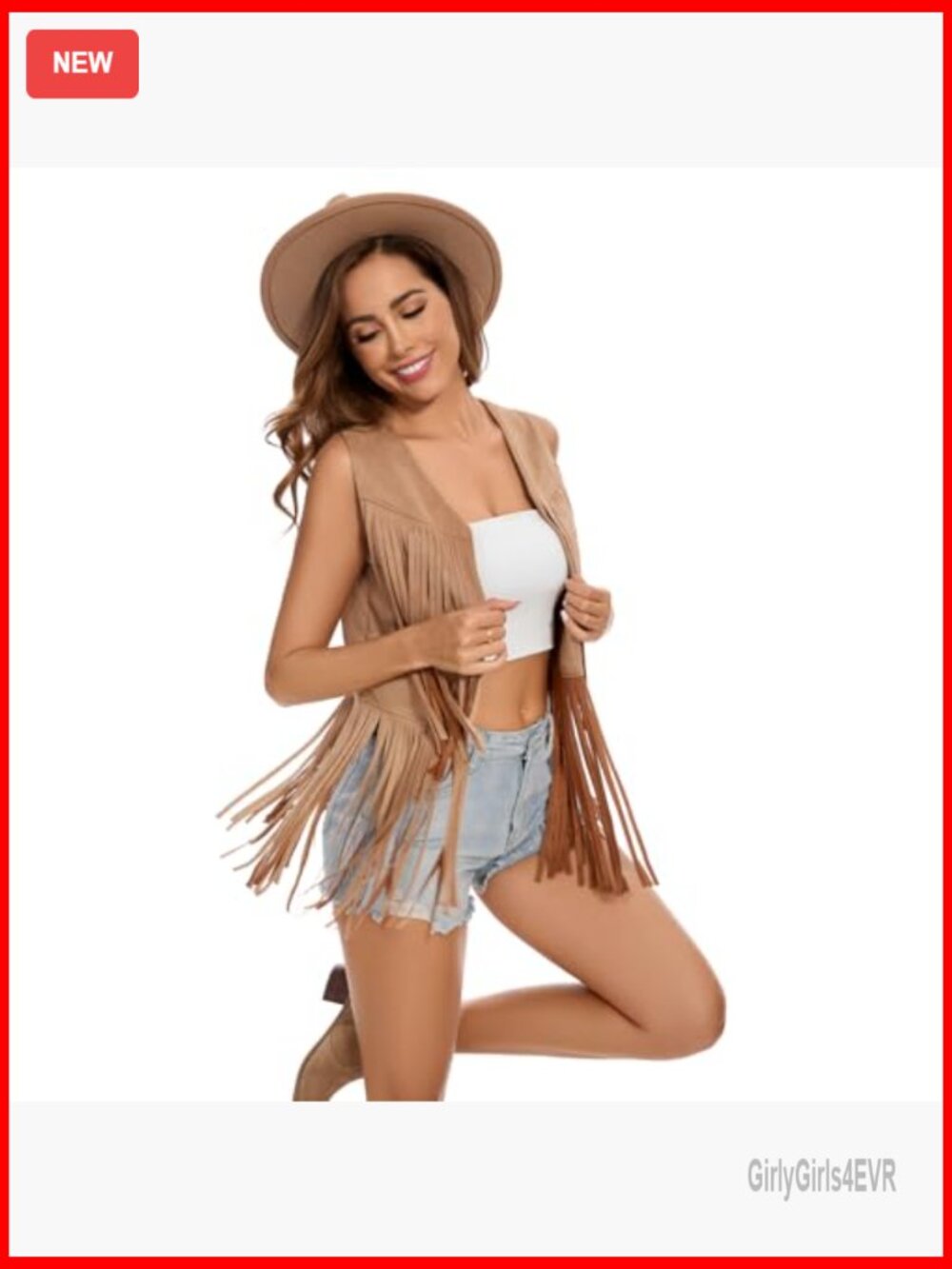 Faux Suede Fringe Vest Sleeveless Tassel Leather Jacket Hippie Western - Picture 3 of 7